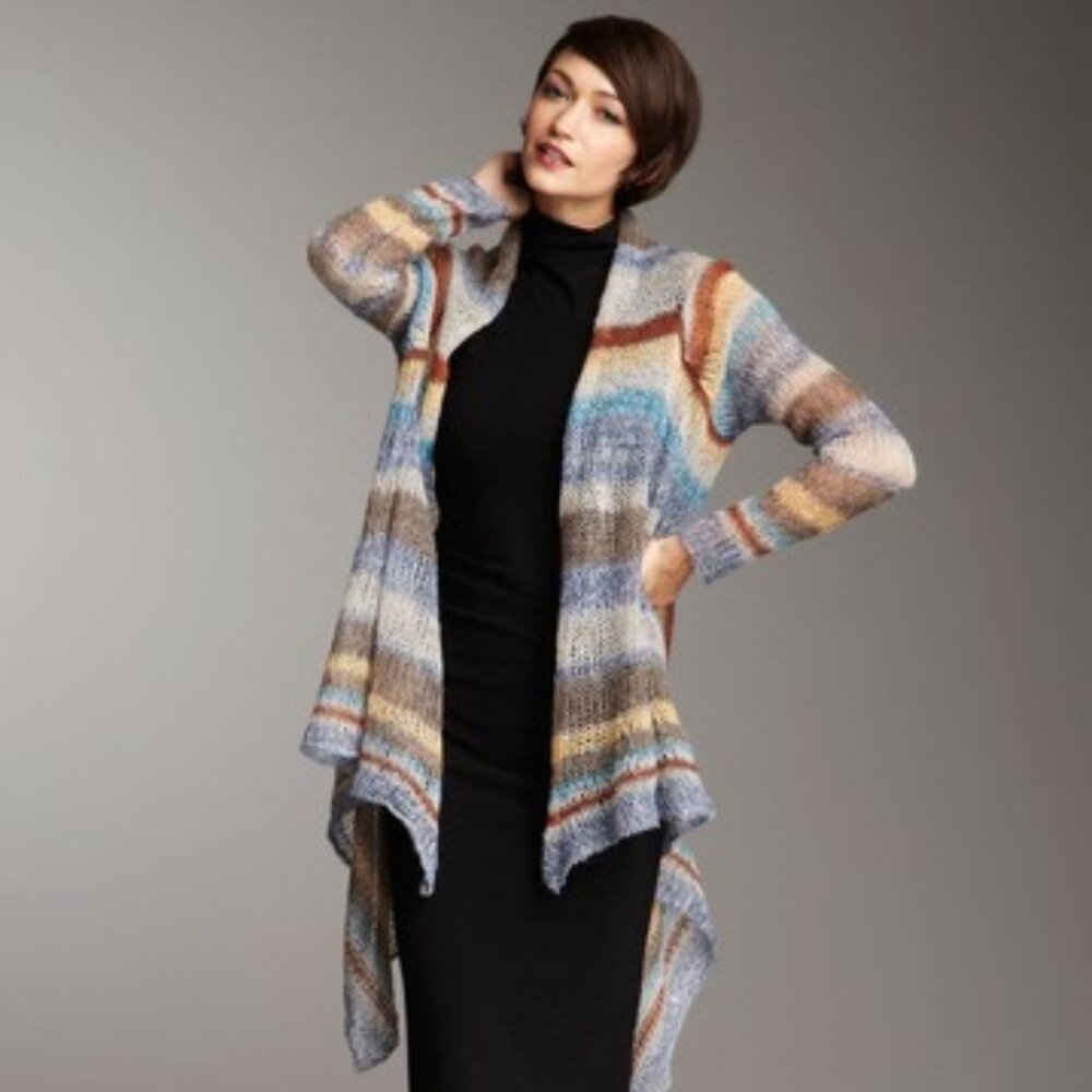 Striped Multi Colored Open Knit Lightweight Cardigan - Like New!